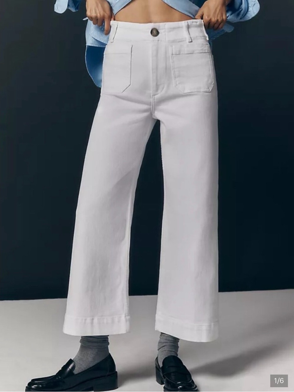 Anthropologie Maeve The Colette White Wide Leg Crop Jeans Size 28